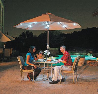 9-ft. Solar Lighted Umbrella -Taupe