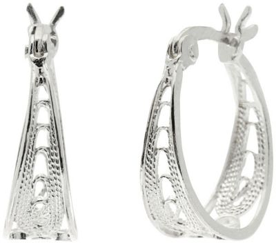 Sterling Silver Open Circle Filigree Hoop Earrings
