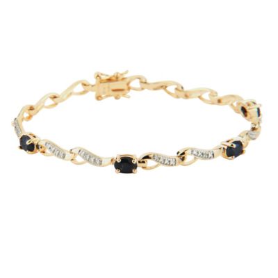 18K Gold over Silver Sapphire & Diamond Bracelet