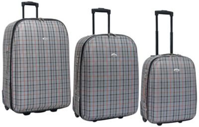 Travelers Club 3 pc Luggage- Gray Plaid