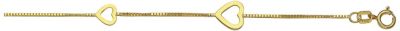 14K Gold Open Heart Adjustable Ankle Bracelet