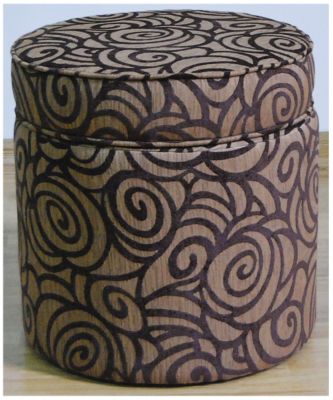 Round Storage Ottoman Brn Swrl