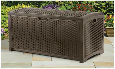 Suncast Resin Wicker Deck Box-Brown