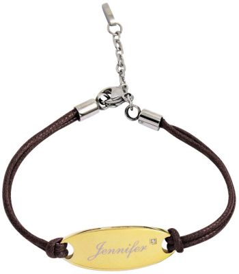 Stainless Steel Gold Tone Oval Plaque Bracelet