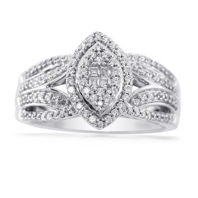 10K White Gold 1/2 ct tw Marquise Fancy Ring