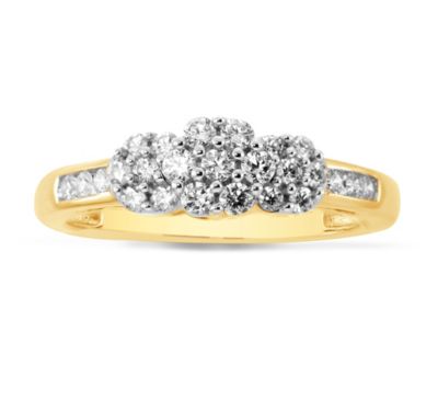 10K Gold 1/2 ct tw Diamond Cluster Ring