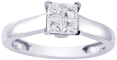 14K White Gold Princess Cut Diamond Ring
