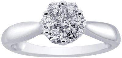 14K White Gold Diamond Cluster Ring