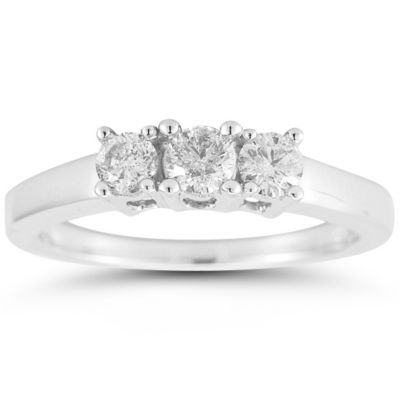 14K White Gold Round 3 Diamond Ring
