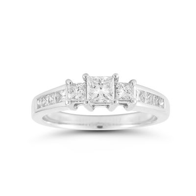 14K White Gold Princess Cut Diamond Ring