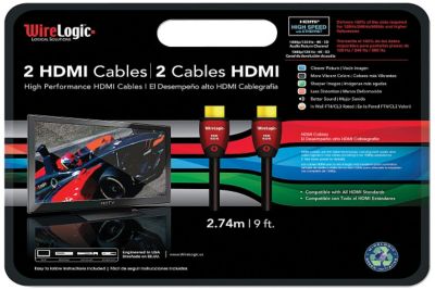 WireLogic 2 Pack of 9' HDMI Cables