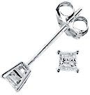14K White Gold Princess-Cut Diamond Studs