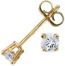 14K Gold Round Diamond Studs