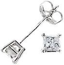 14K White Gold Princess-Cut Diamond Studs