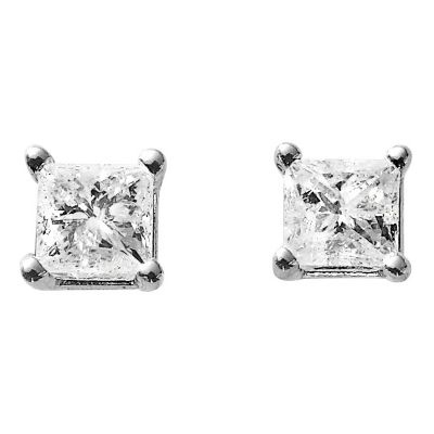 14K White Gold Princess-Cut Diamond Studs