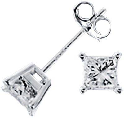 14K White Gold Princess-Cut Diamond Studs