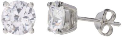 Sterling Silver 8mm Round CZ Earrings