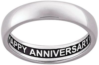 Platinum-Plated Sterling Silver Engraved Band