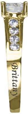 24K Gold Over Silver CZ Personalized Ring