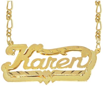 10K Gold Double Name Plate Necklace