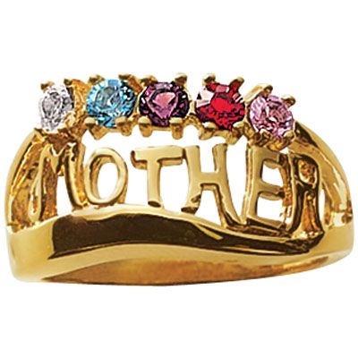Gold Tone Birthstone " Mom" Ring