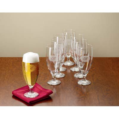Monogrammed Pilsner Glasses/Set of 8