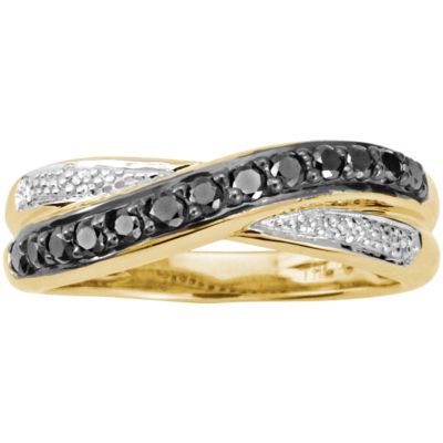 10K 1/3 ct tw Black & White Diamond Band