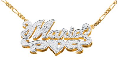 18K Gold Over Silver Heart Name Plate Necklace