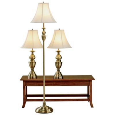 Normande 3 pc Antique Brass Finish Lamp Set