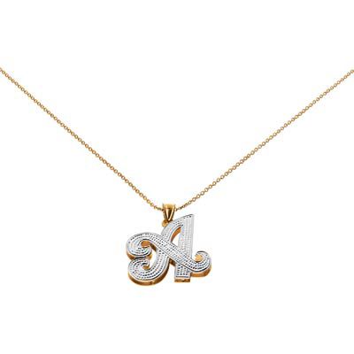 18K Gold Over Silver Script Initial Pendant