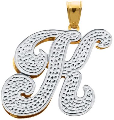 18K Gold Over Silver Script Initial Pendant