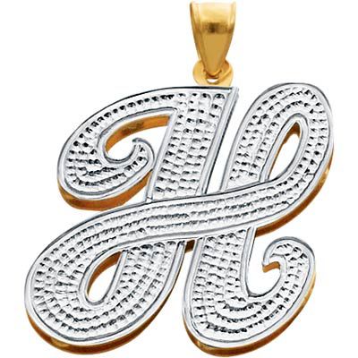 18K Gold Over Silver Script Initial Pendant