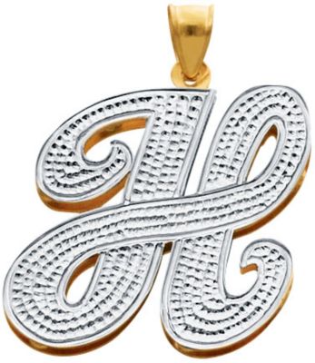 18K Gold Over Silver Script Initial Pendant