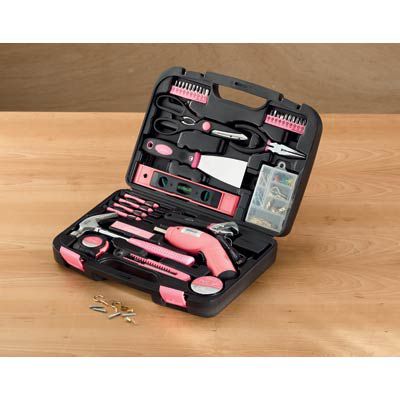 Apollo 135pc Pink Household Tool Kit