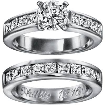 Sterling Silver CZ Engraveable Bridal Set