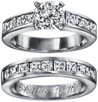 Sterling Silver CZ Engraveable Bridal Set