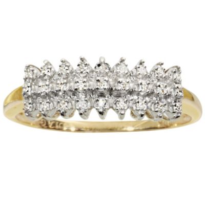 10K Gold Diamond Pyramid Ring