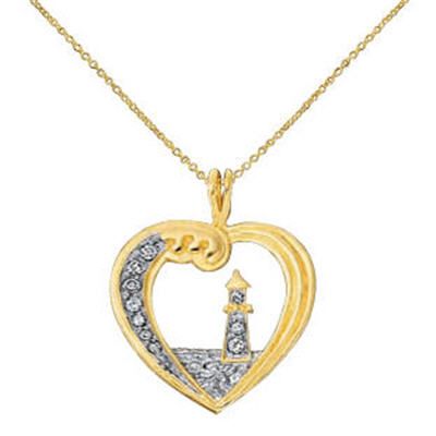18K Gold Over Silver Lighthouse Heart Pendant
