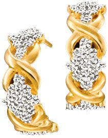 18K Gold Over Silver "X" Cluster Jewelry Set