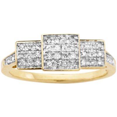 10K Gold 1/4 ct tw Diamond Square Band