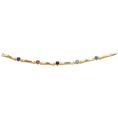 Goldtone Family Birthstone Bar Link Bracelet