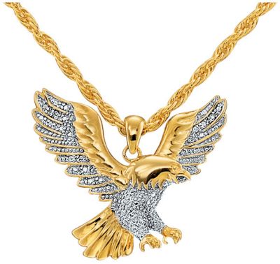 Men's 18K Gold Over Silver Soaring Eagle Pendant