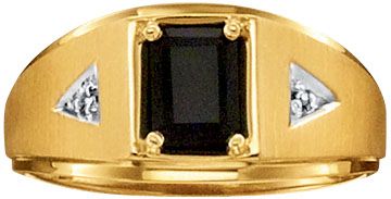 Mens 10K YG BlacK Onyx Diamond Ring