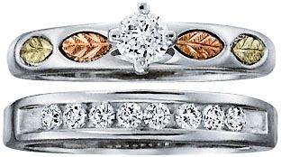 Black Hills Gold Sterling Silver CZ Bridal Set