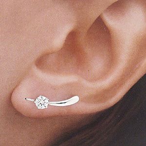Ear Pin Sterling Silver Shooting Star CZ Earrings