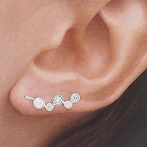 Ear Pin Sterling Silver & CZ Bubble Earrings