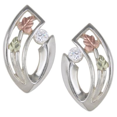 Black Hills Gold on Sterling Silver CZ Earrings