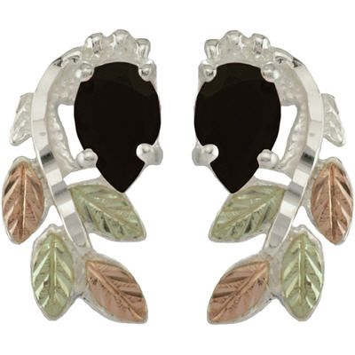 Black Hills Gold on Sterling Silver Onyx Earrings