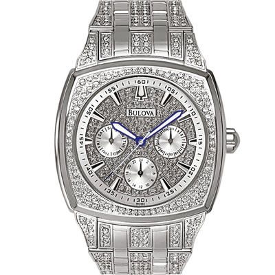 Reloj plateado con cristales Bulova para hombres
