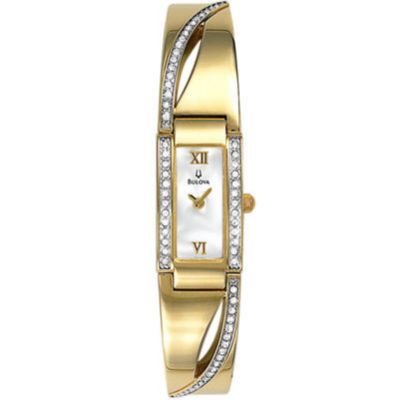 Ladies Gold Tone Curved Bangle Bulova Watch